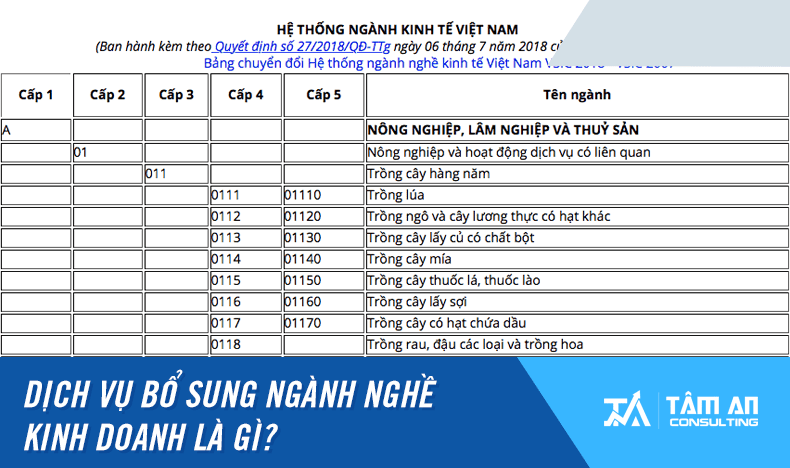 bổ sung ngành nghề kinh doanh